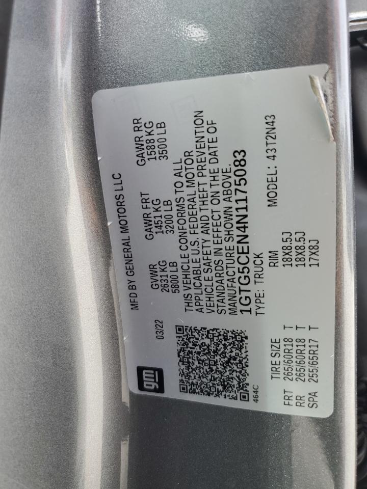 2022 GMC CANYON ELEVATION VIN:1GTG5CEN4N1175083