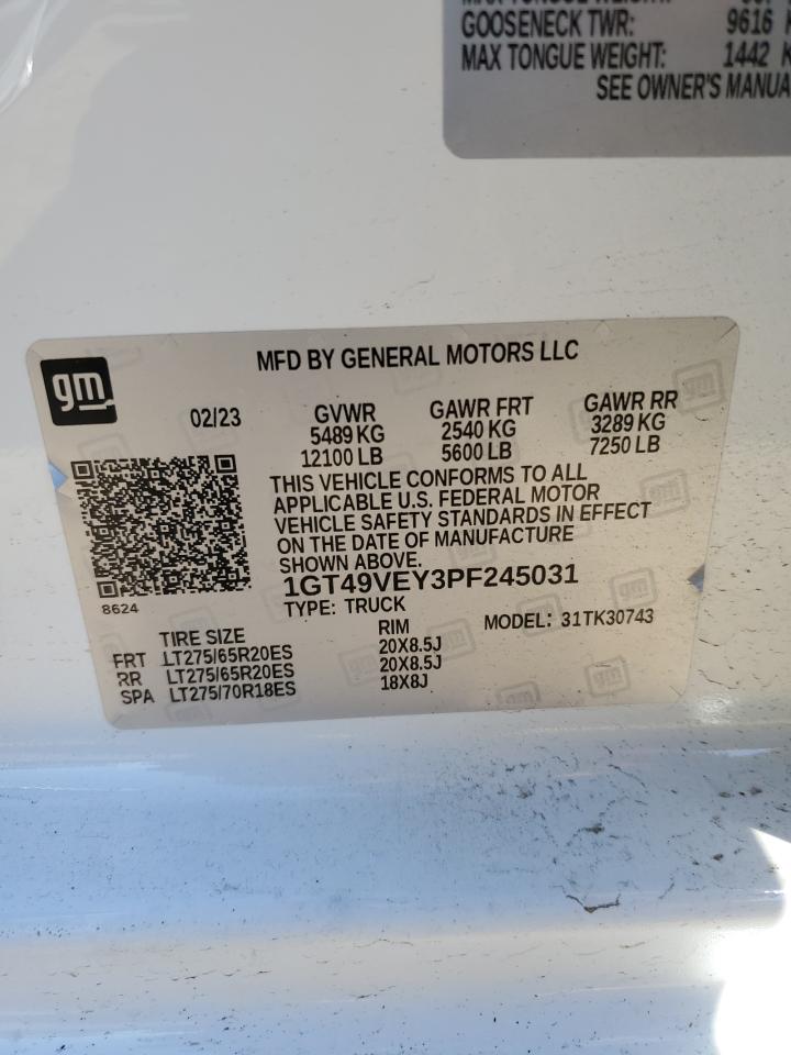2023 GMC SIERRA K3500 AT4 VIN:1GT49VEY3PF245031
