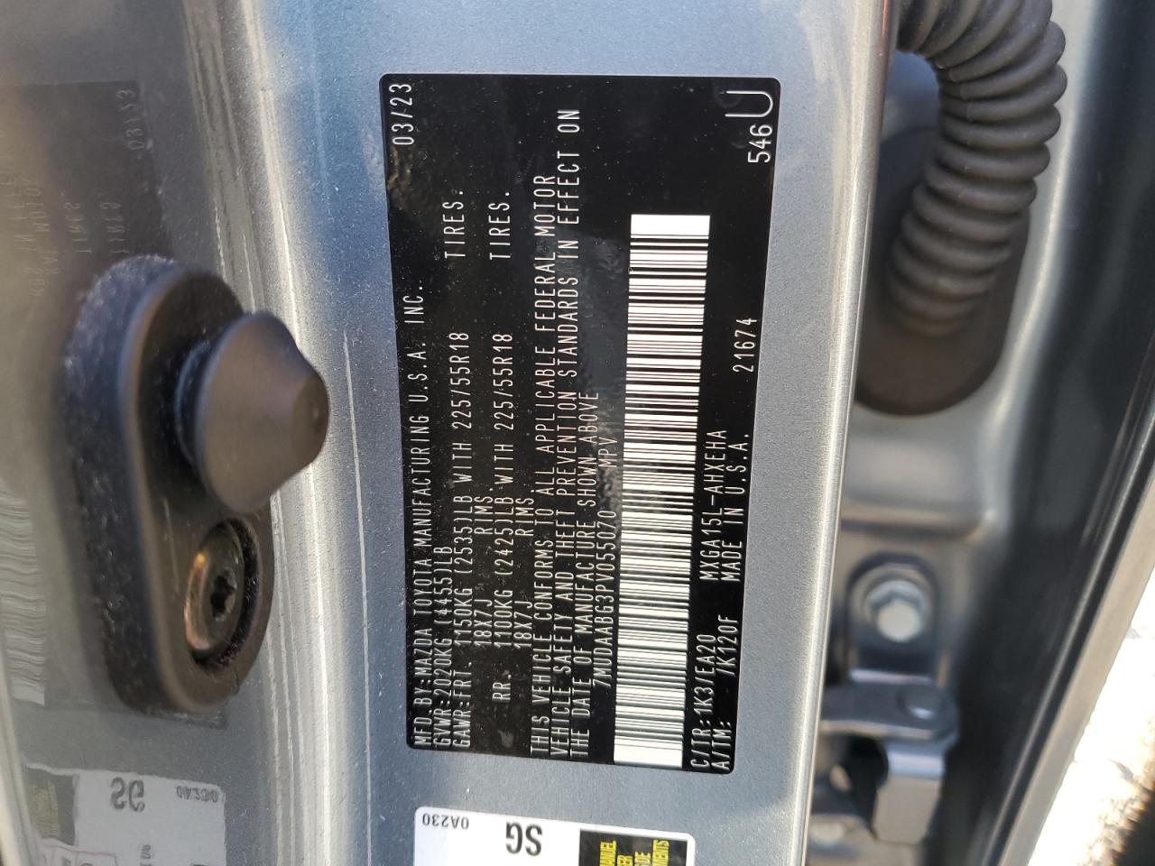 2023 TOYOTA COROLLA CROSS XLE VIN:7MUDAABG3PV055070