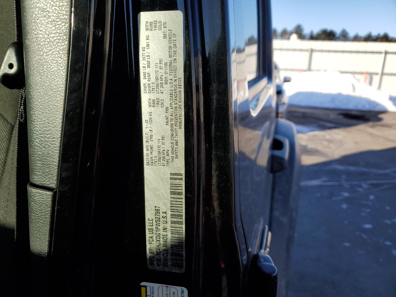 2023 JEEP WRANGLER SPORT VIN:1C4HJXDG1PW527567