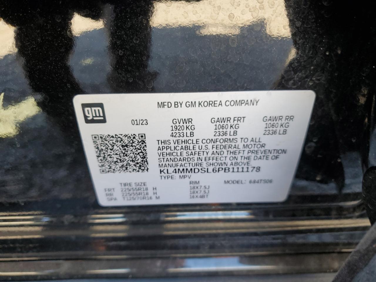 2023 BUICK ENCORE GX SELECT VIN:KL4MMDSL6PB111178