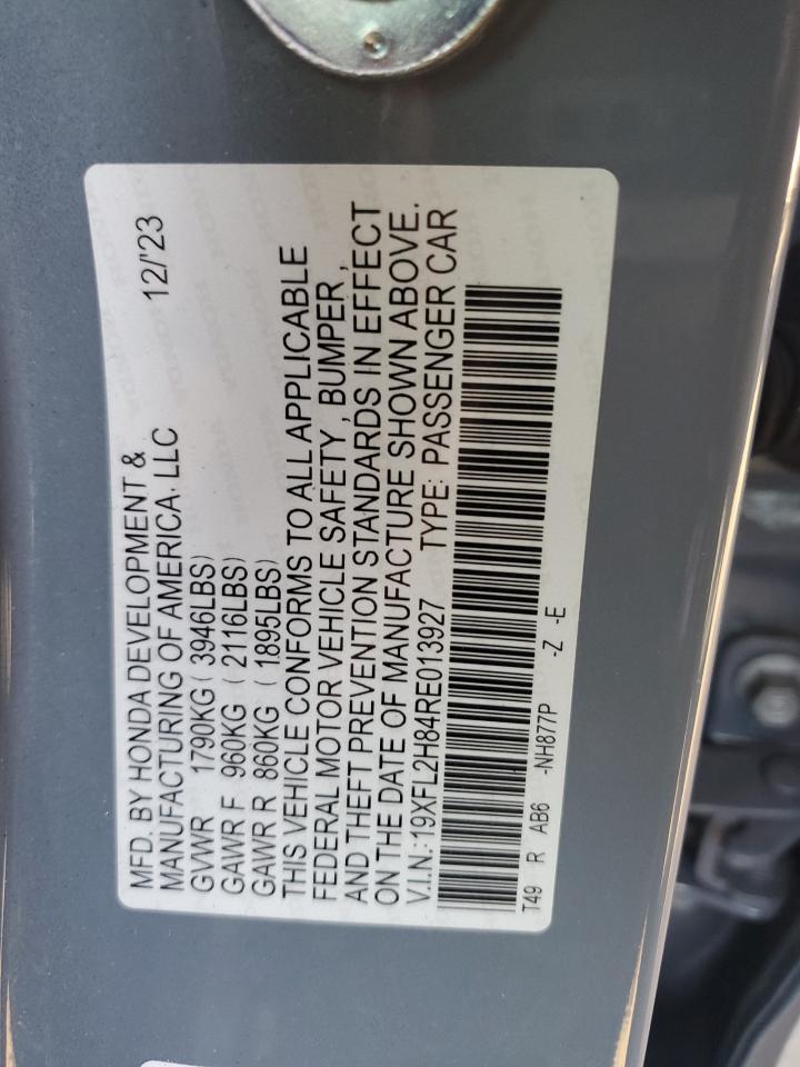 2024 HONDA CIVIC SPORT VIN:19XFL2H84RE013927