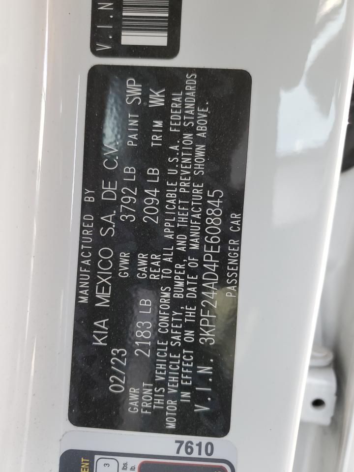 2023 KIA FORTE LX VIN:3KPF24AD4PE608845
