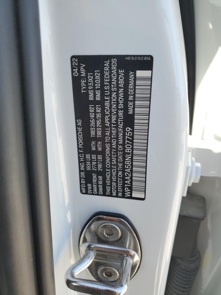 2022 PORSCHE MACAN  VIN:WP1AA2A58NLB07759