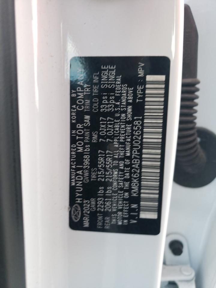 2023 HYUNDAI KONA SEL VIN:KM8K62AB7PU026581