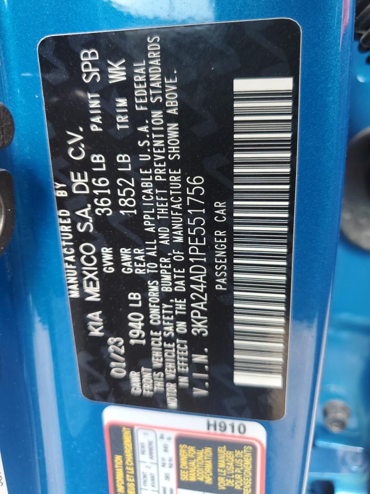 2023 KIA RIO LX VIN:3KPA24AD1PE551756