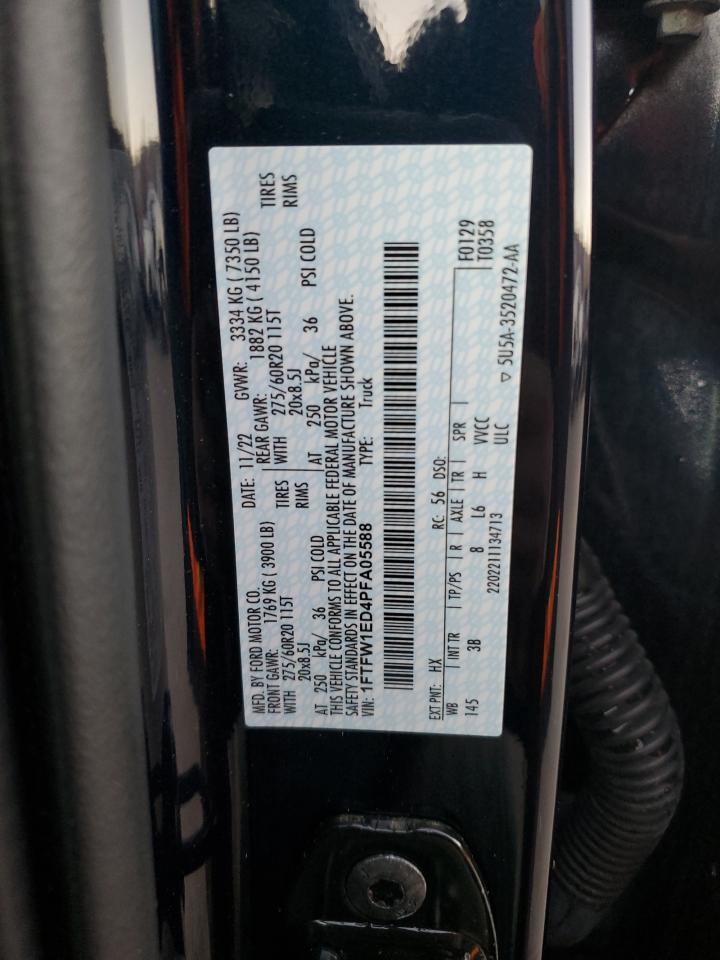 2023 FORD F150 SUPERCREW VIN:1FTFW1ED4PFA05588