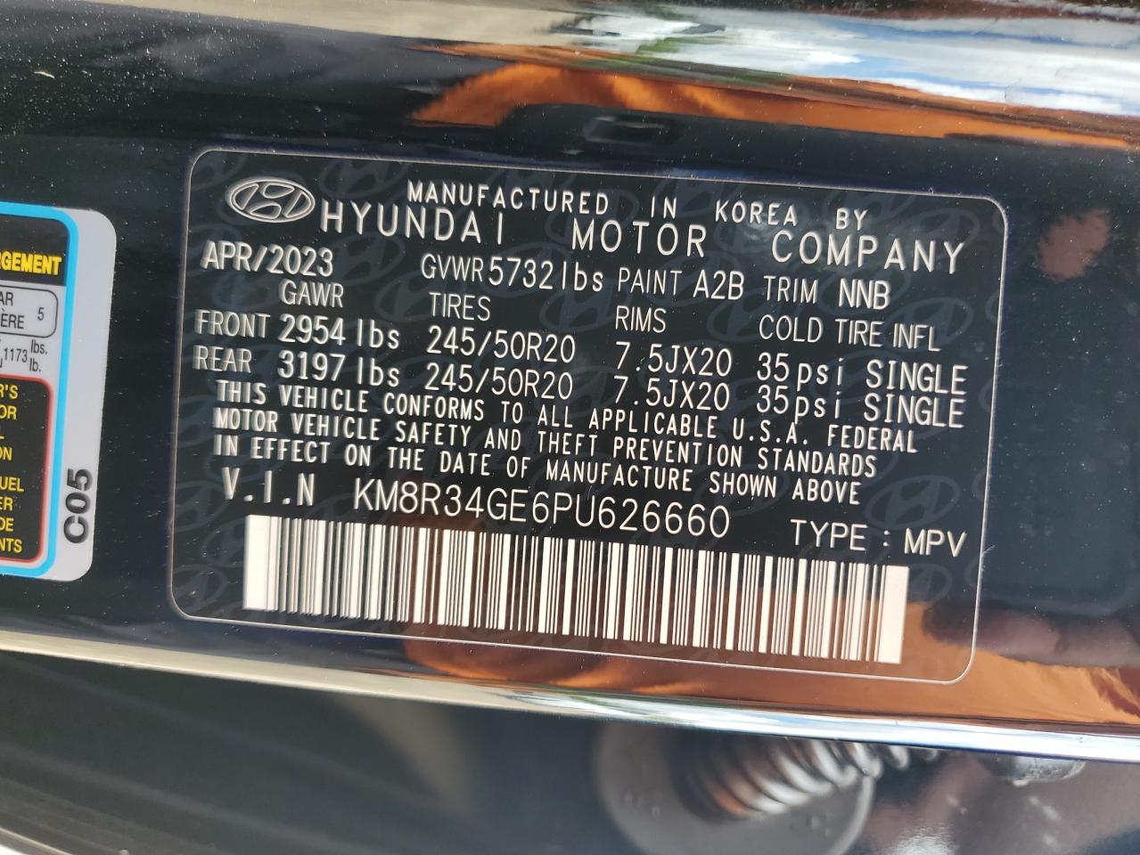 2023 HYUNDAI PALISADE XRT VIN:KM8R34GE6PU626660