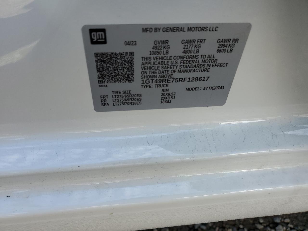 2024 GMC SIERRA K2500 DENALI VIN:1GT49RE75RF128617