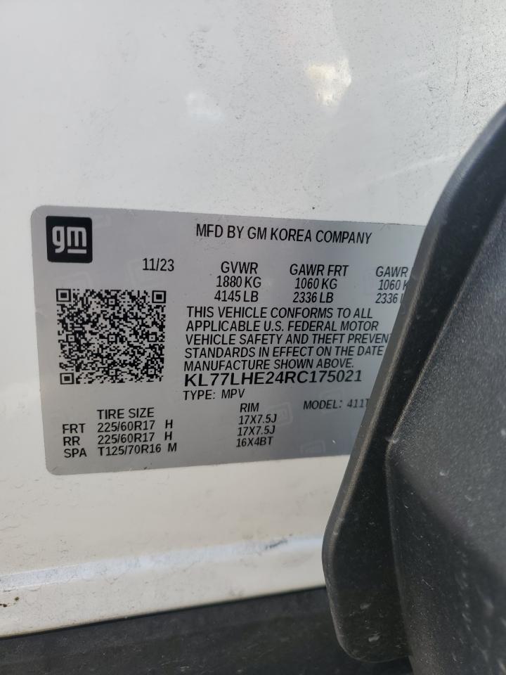 2024 CHEVROLET TRAX 1LT VIN:KL77LHE24RC175021