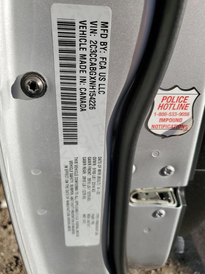 2022 CHRYSLER 300 S VIN:2C3CCABGXNH154226