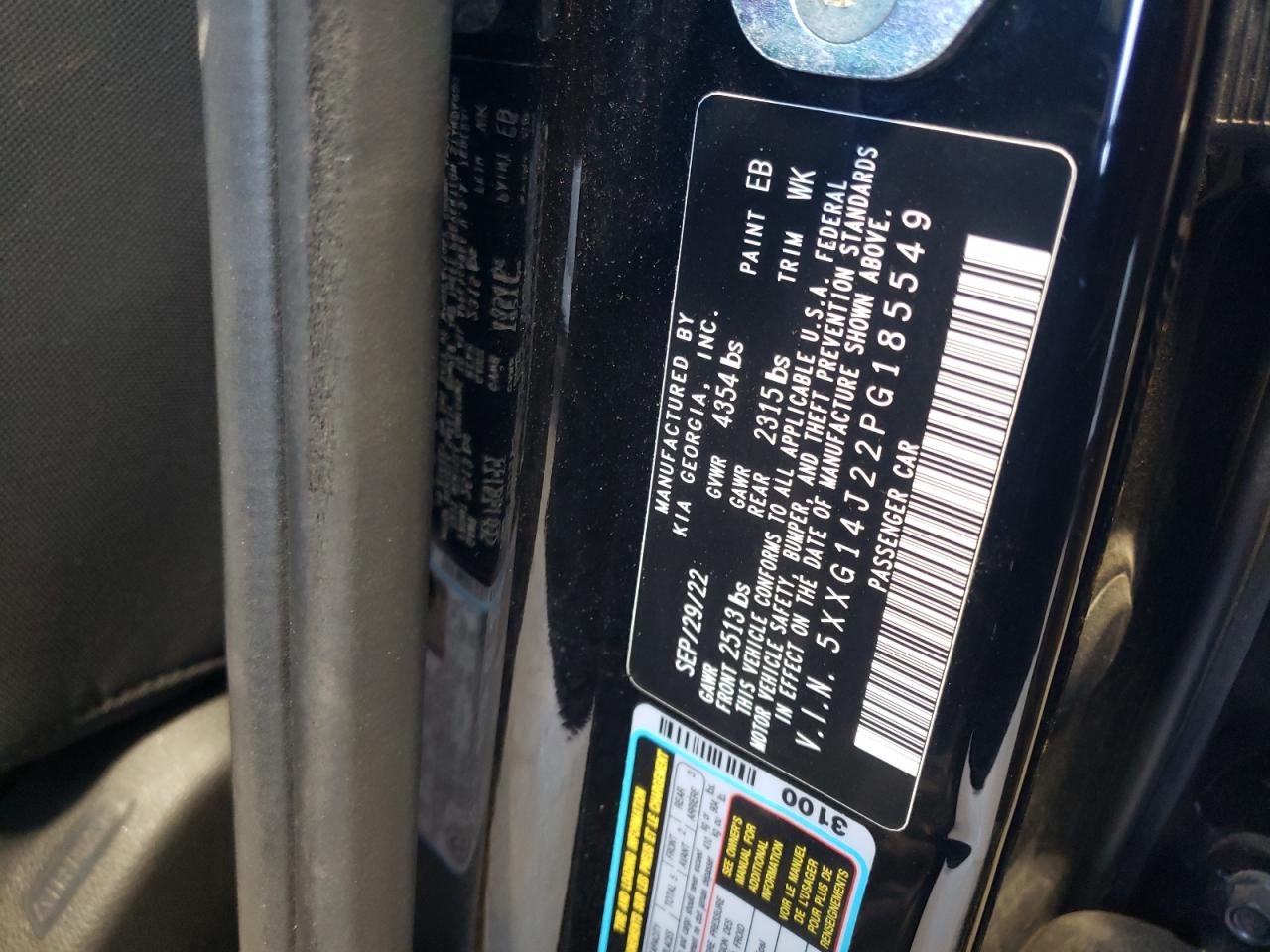 2023 KIA K5 LXS VIN:5XXG14J22PG185549