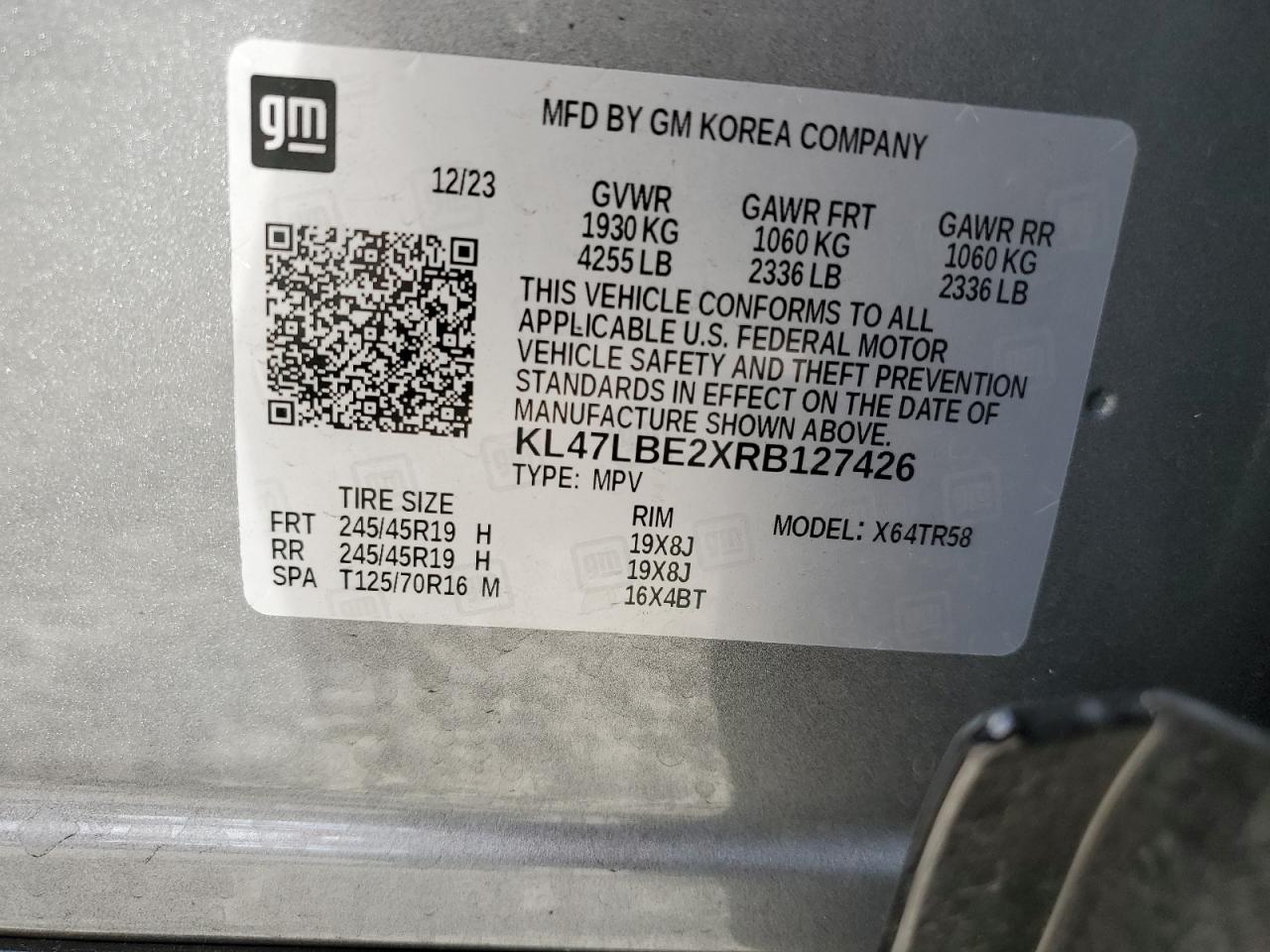 2024 BUICK ENVISTA SPORT TOURING VIN:KL47LBE2XRB127426