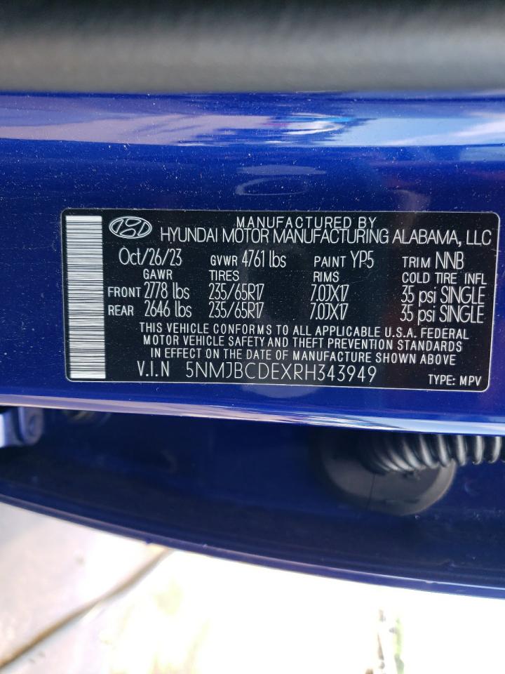 2024 HYUNDAI TUCSON SEL VIN:5NMJBCDEXRH343949