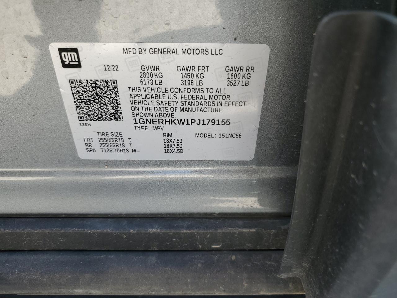 2023 CHEVROLET TRAVERSE LT VIN:1GNERHKW1PJ179155