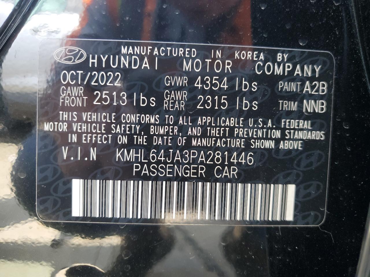 2023 HYUNDAI SONATA SEL VIN:KMHL64JA3PA281446