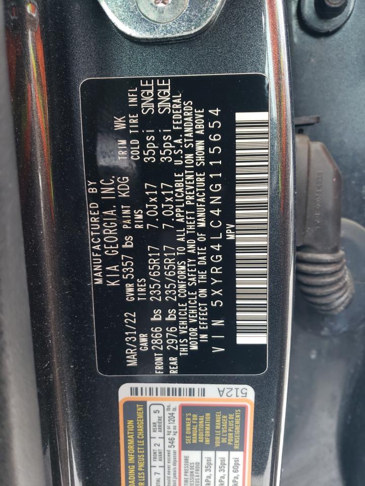 2022 KIA SORENTO LX VIN:5XYRG4LC4NG115654