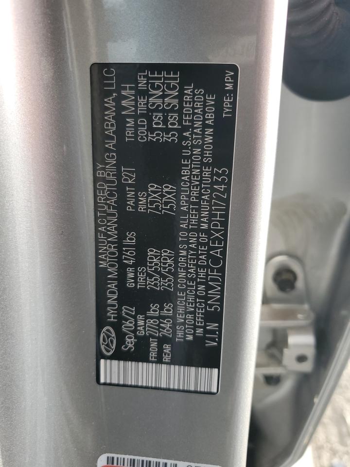 2023 HYUNDAI TUCSON SEL VIN:5NMJFCAEXPH172433