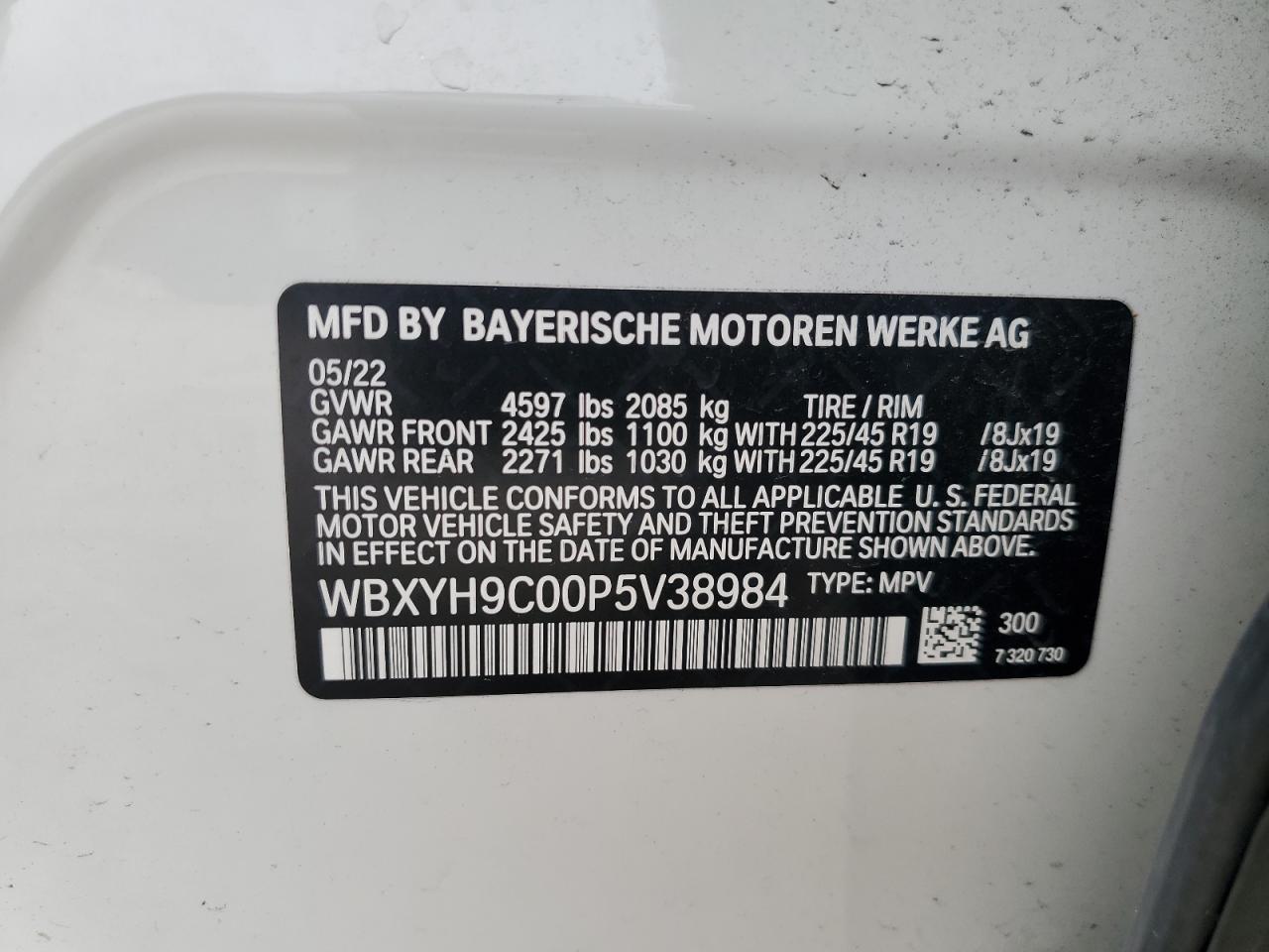 2023 BMW X2 SDRIVE28I VIN:WBXYH9C00P5V38984