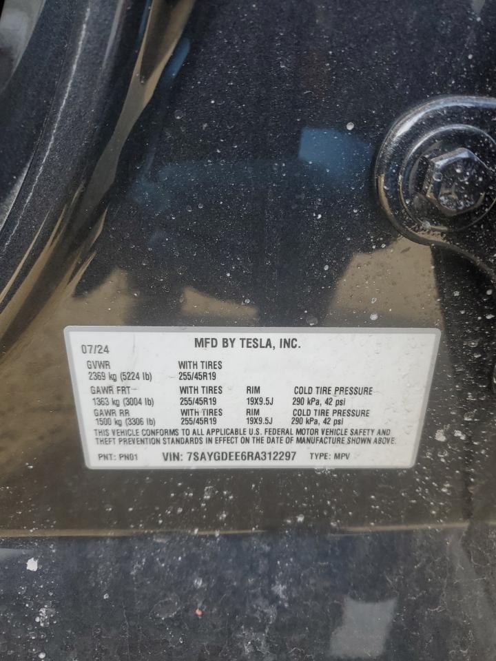 2024 TESLA MODEL Y  VIN:7SAYGDEE6RA312297