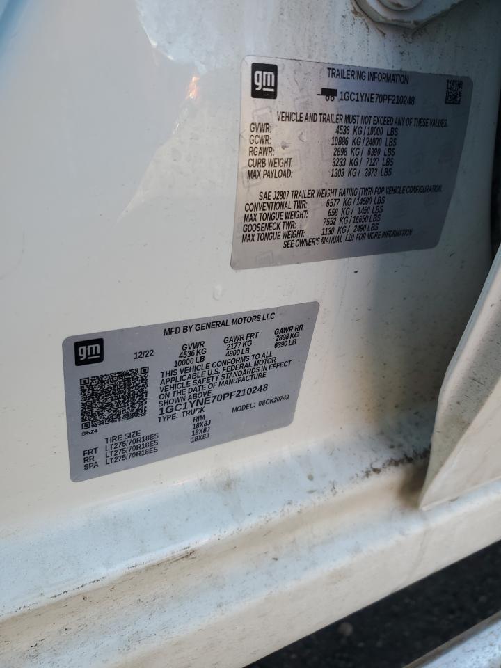 2023 CHEVROLET SILVERADO K2500 HEAVY DUTY LT VIN:1GC1YNE70PF210248