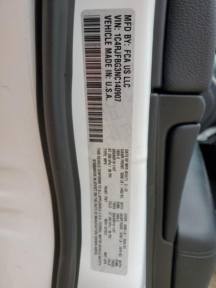 2022 JEEP GRAND CHEROKEE LIMITED VIN:1C4RJFBG3NC140907