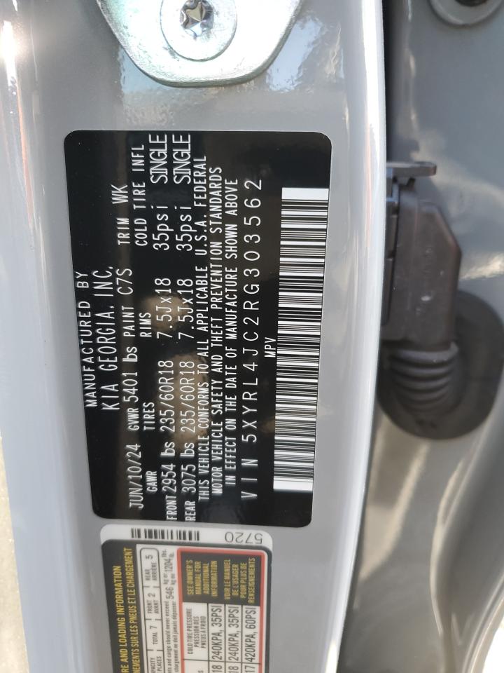 2024 KIA SORENTO S VIN:5XYRL4JC2RG303562