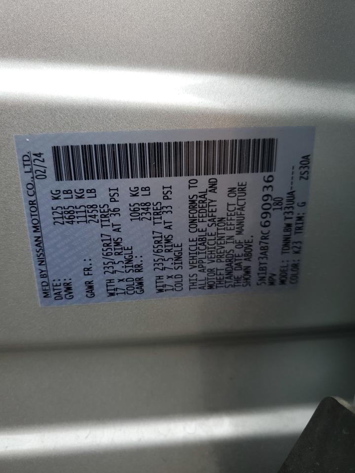 2024 NISSAN ROGUE S VIN:5N1BT3AB7RC690936