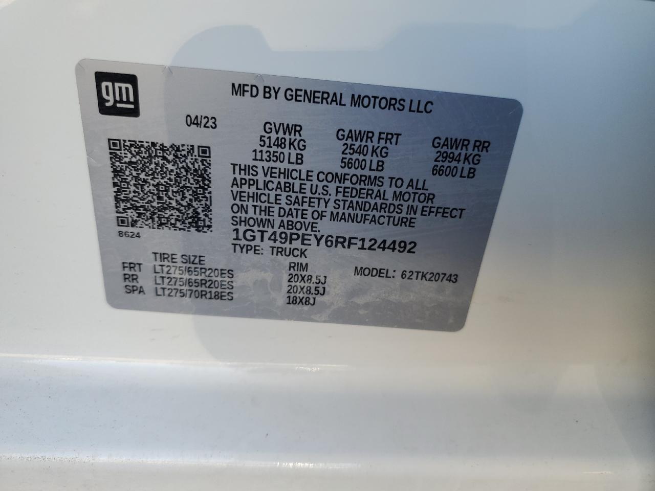 2024 GMC SIERRA K2500 AT4 VIN:1GT49PEY6RF124492