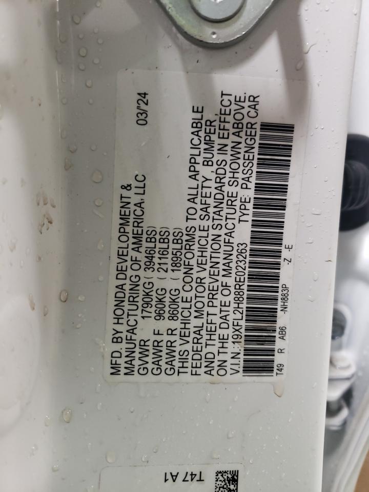 2024 HONDA CIVIC SPORT VIN:19XFL2H88RE023263