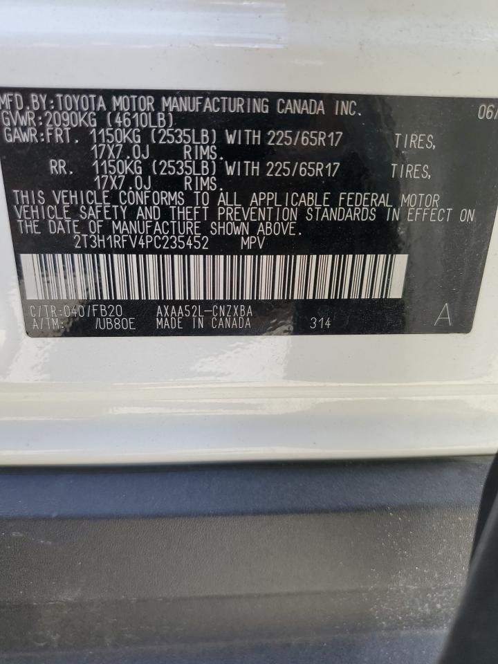 2023 TOYOTA RAV4 LE VIN:2T3H1RFV4PC235452