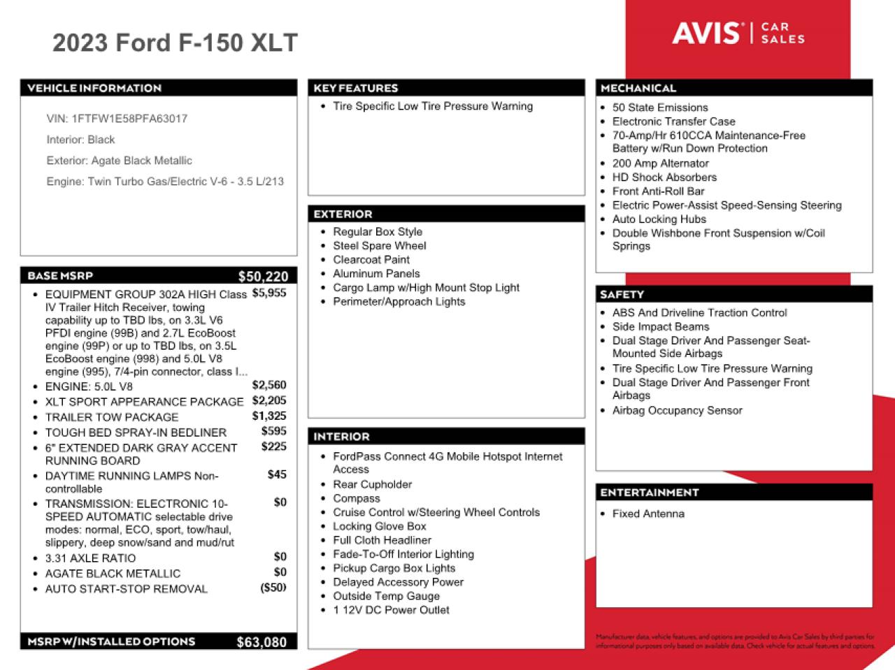 2023 FORD F150 SUPERCREW VIN:1FTFW1E58PFA63017