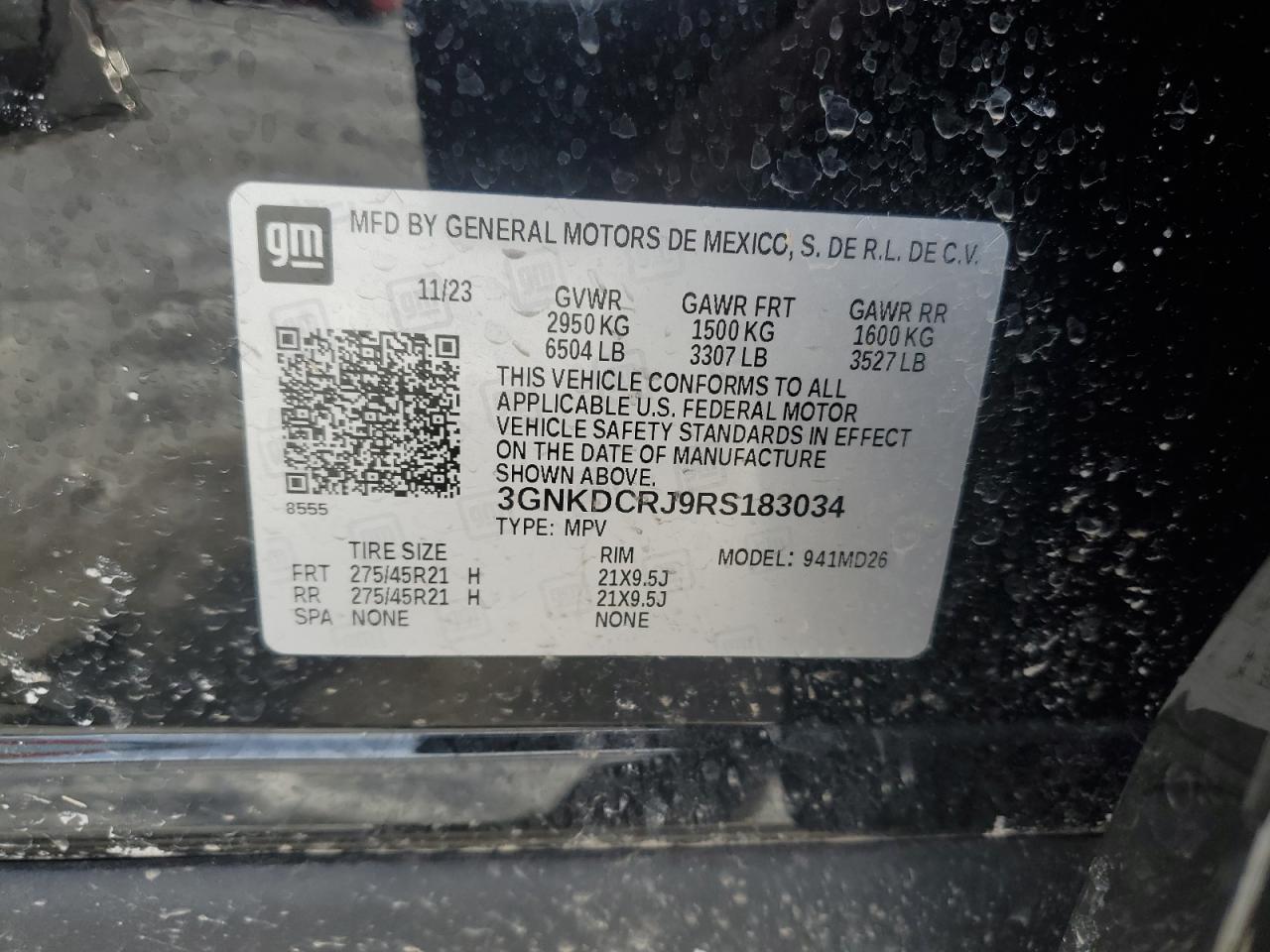 2024 CHEVROLET BLAZER RS VIN:3GNKDCRJ9RS183034