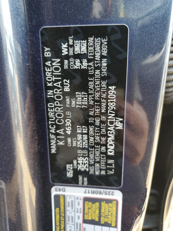 2022 KIA SPORTAGE LX VIN:KNDPM3AC1N7981094