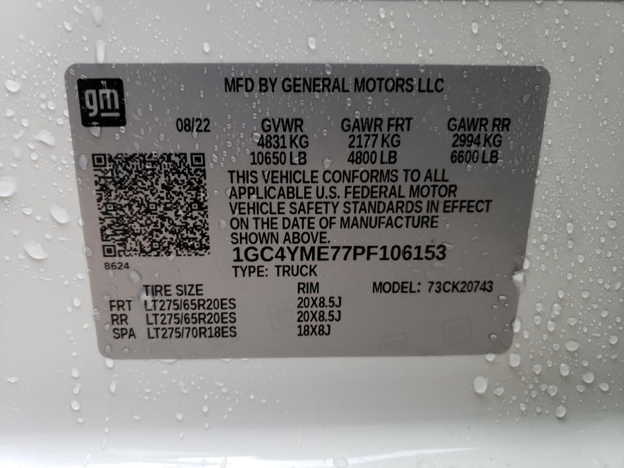 2023 CHEVROLET SILVERADO K2500 CUSTOM VIN:JTEAAAAH2PJ119583