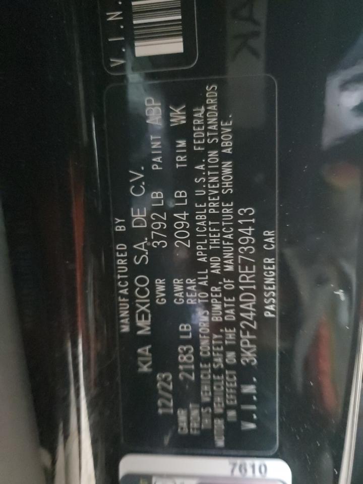 2024 KIA FORTE LX VIN:3KPF24AD1RE739413