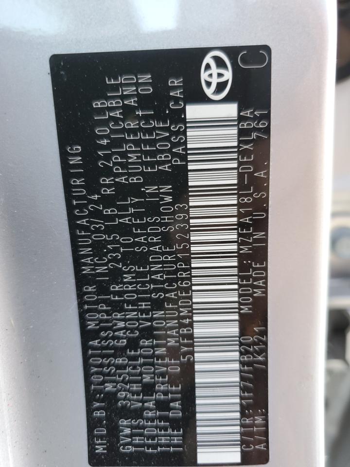 2024 TOYOTA COROLLA LE VIN:5YFB4MDE6RP152393