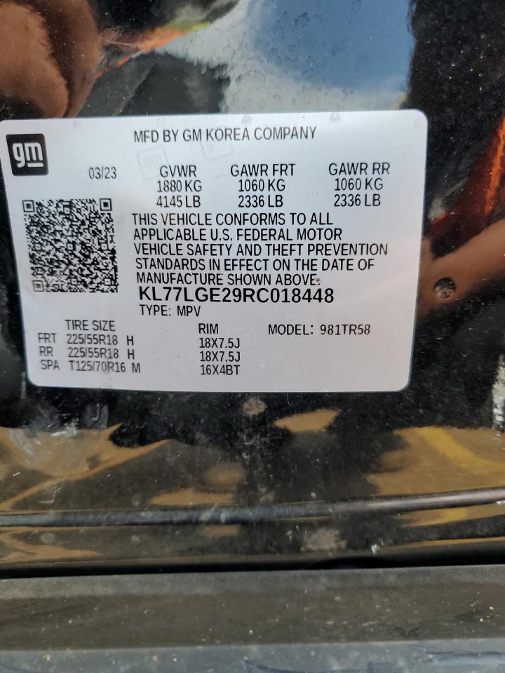 2024 CHEVROLET TRAX 1RS VIN:KL77LGE29RC018448