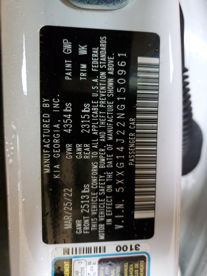 2022 KIA K5 LXS VIN:5XXG14J22NG150961