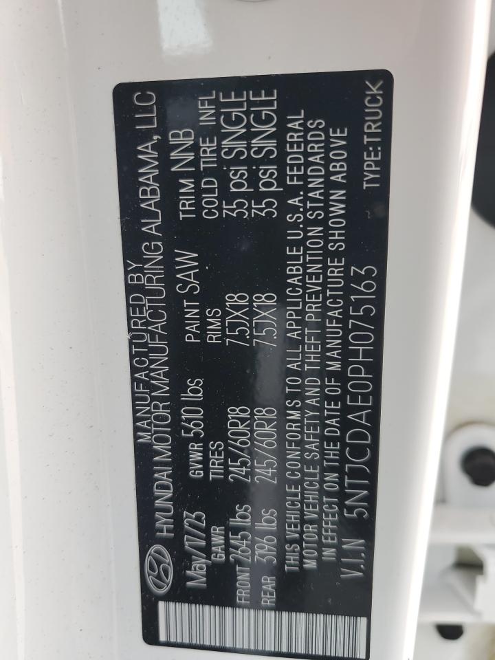 2023 HYUNDAI SANTA CRUZ SEL VIN:5NTJCDAE0PH075163