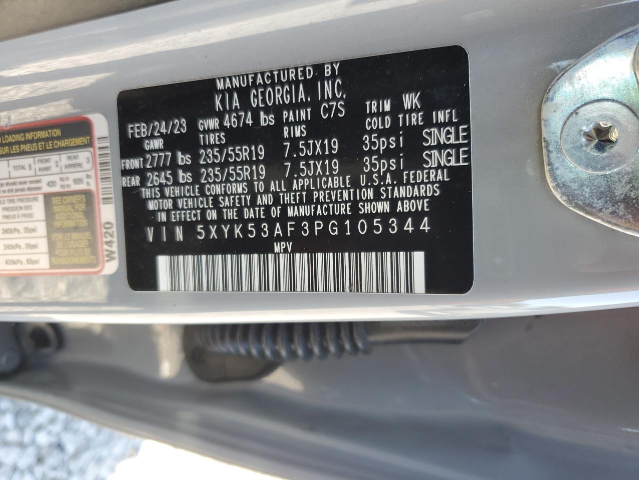 2023 KIA SPORTAGE SX PRESTIGE VIN:5XYK53AF3PG105344