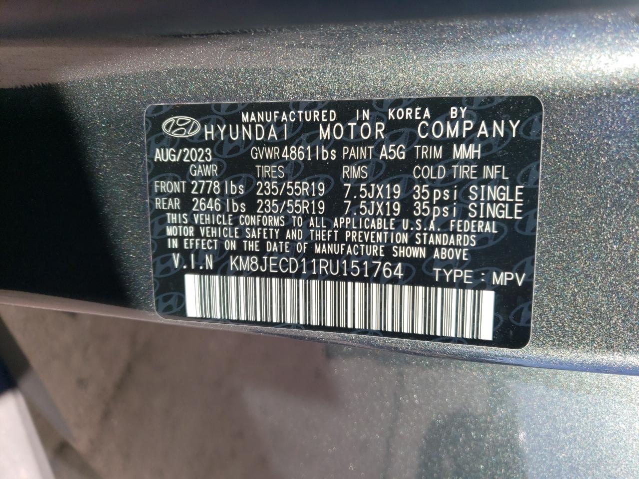 2024 HYUNDAI TUCSON LIMITED VIN:KM8JECD11RU151764