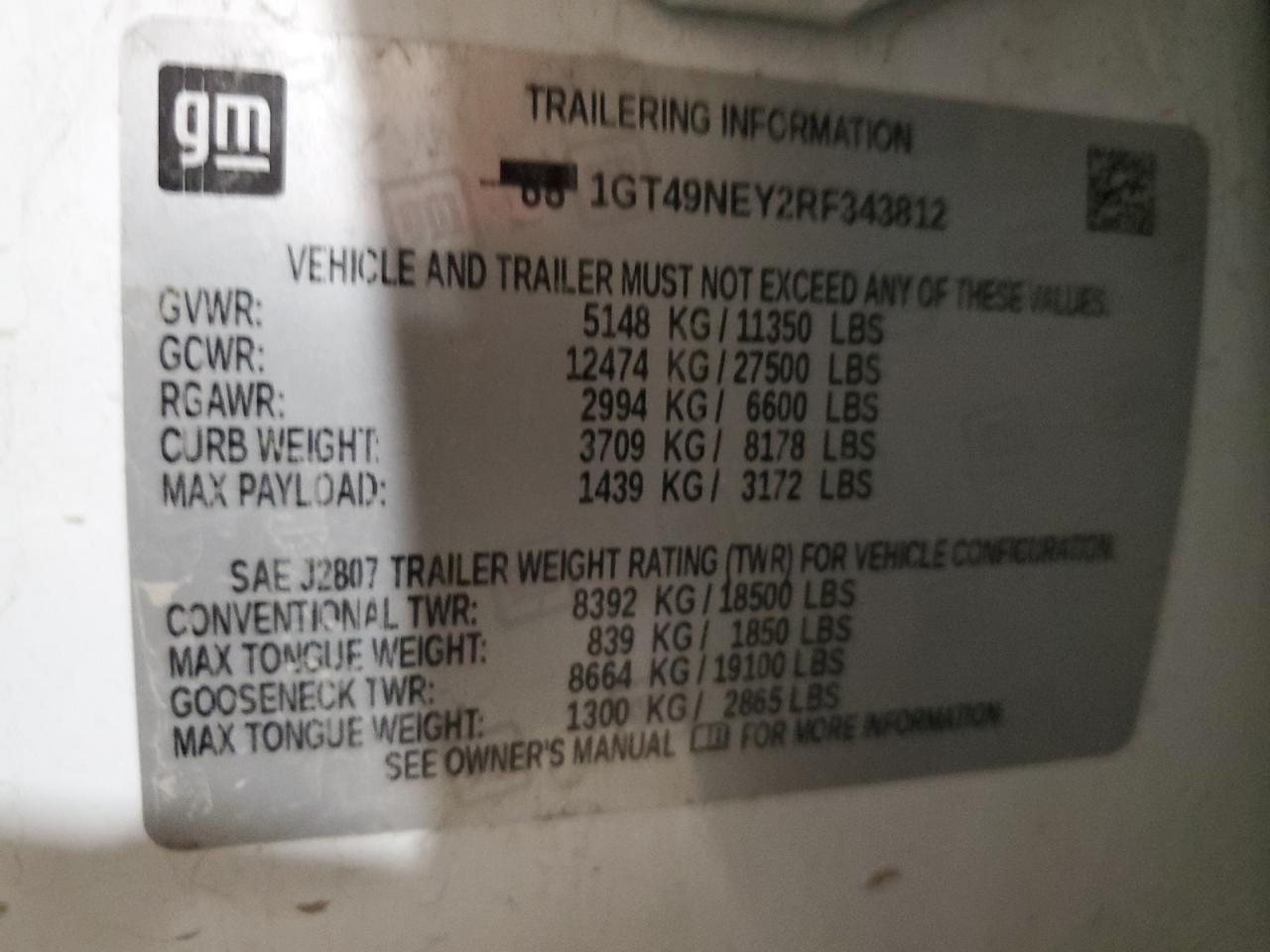 2024 GMC SIERRA K2500 SLT VIN:1GT49NEY2RF343812