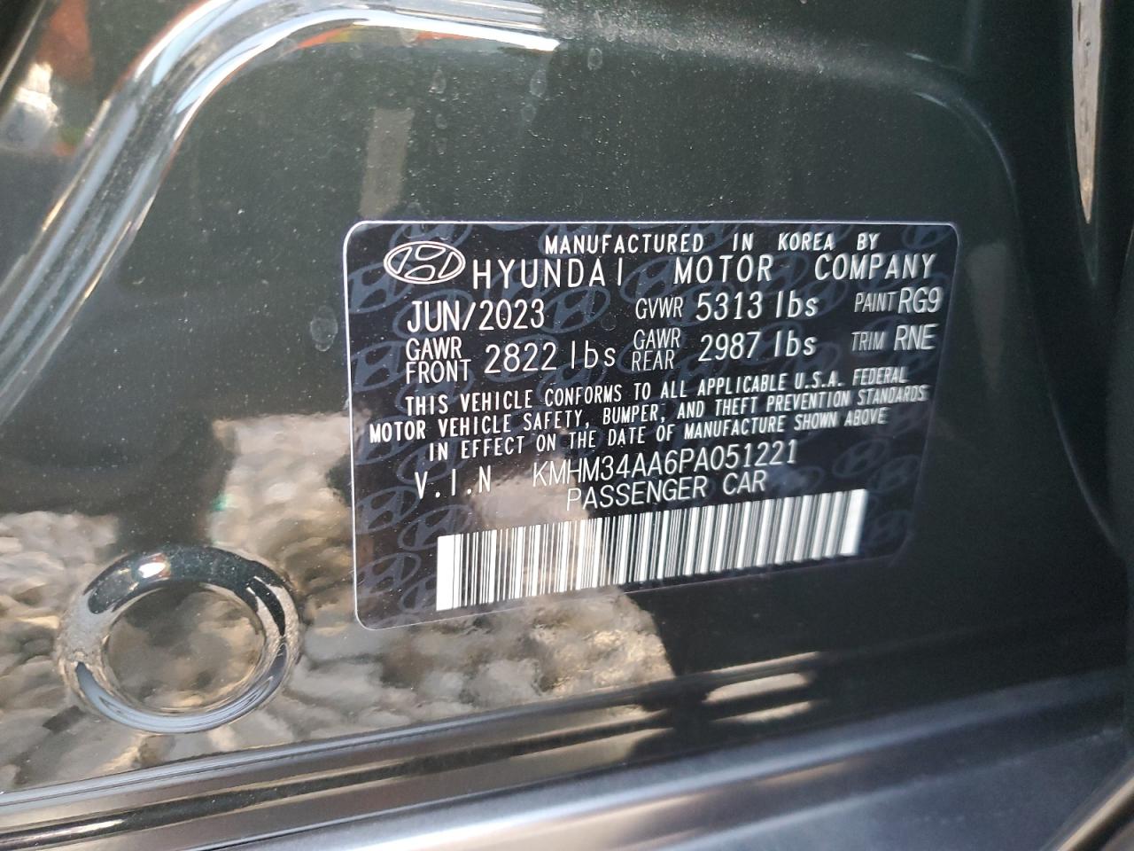 2023 HYUNDAI IONIQ 6 SEL VIN:KMHM34AA6PA051221