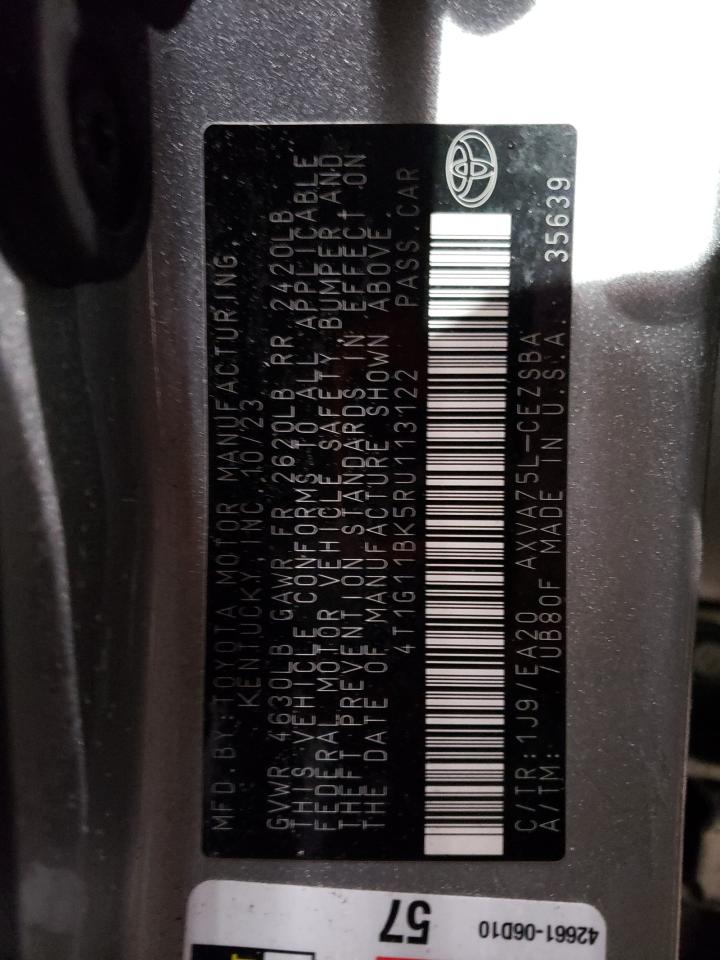 2024 TOYOTA CAMRY SE NIGHT SHADE VIN:4T1G11BK5RU113122