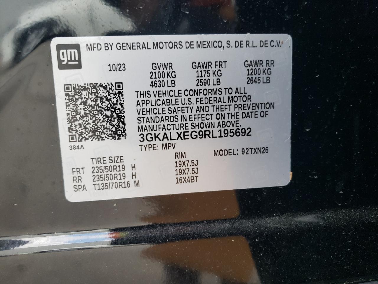 2024 GMC TERRAIN DENALI VIN:3GKALXEG9RL195692