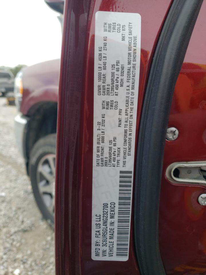 2022 RAM 2500 LONGHORN VIN:3C6UR5GL4NG232700