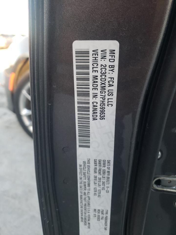 2023 DODGE CHARGER GT VIN:2C3CDXMG7PH599636