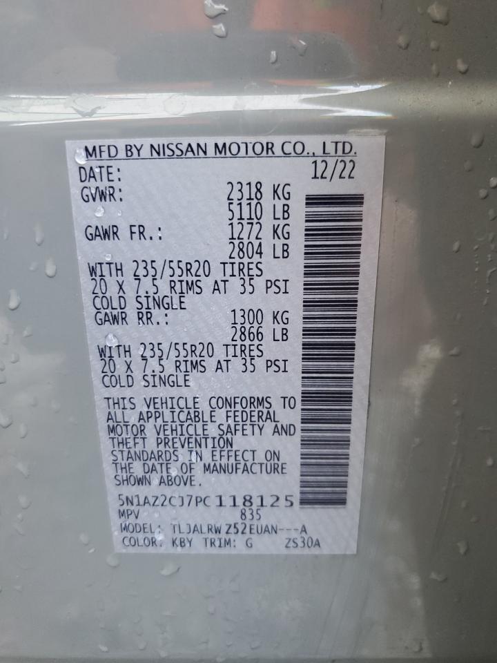 2023 NISSAN MURANO SL VIN:5N1AZ2CJ7PC118125