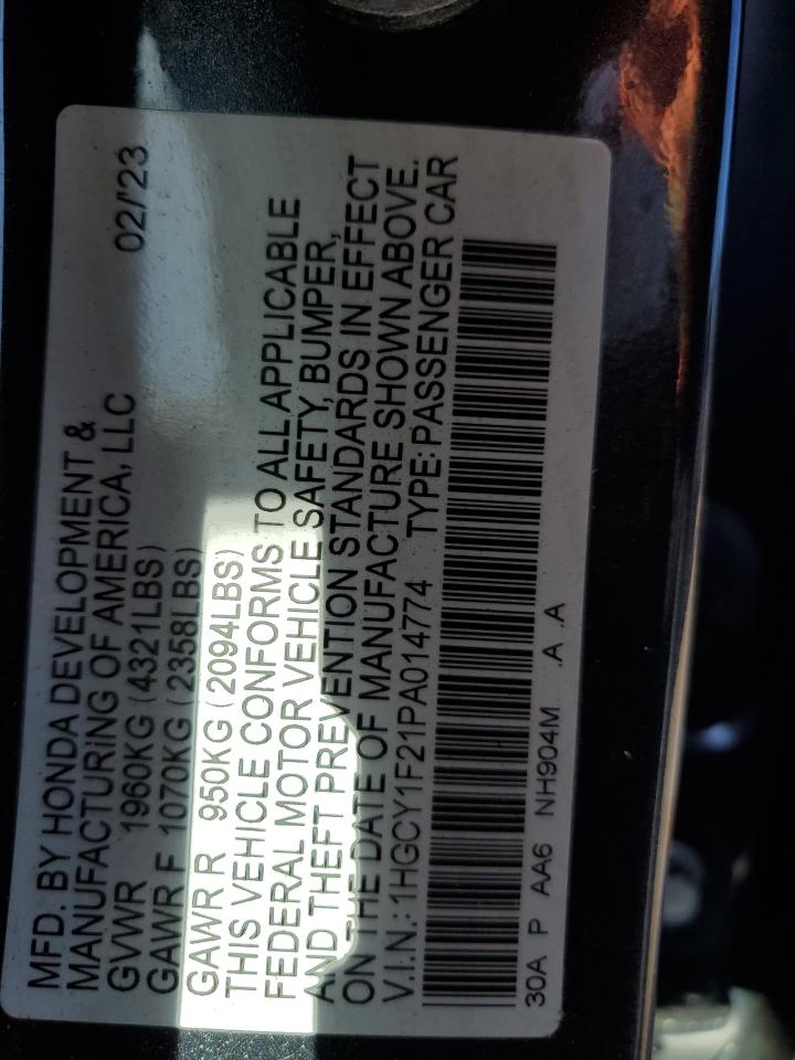 2023 HONDA ACCORD LX VIN:1HGCY1F21PA014774